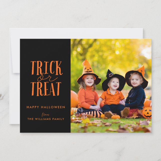 Tricoter ou traiter le Carte photo d'Halloween (Devant)