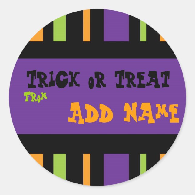 Tricoter ou traiter le Étiquette d'Halloween (Devant)