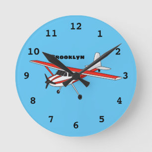 Tricycle gear aircraft cartoon runde wanduhr