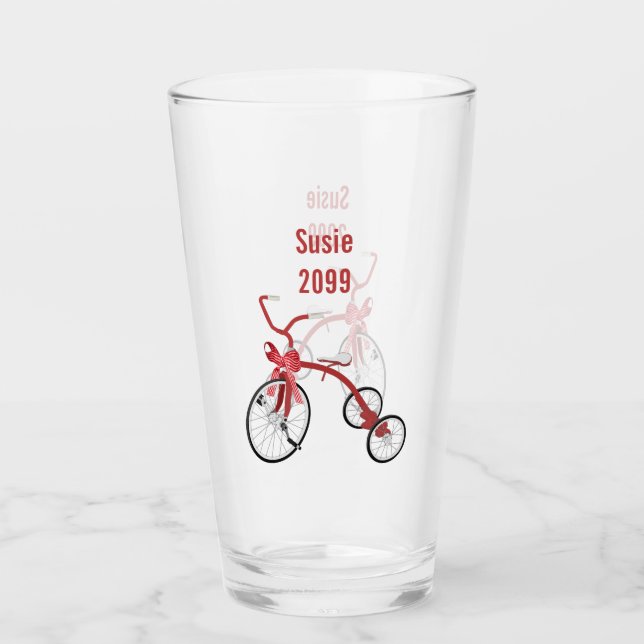 Tricycle Noël Enfants Pint Soda Verre (Devant)