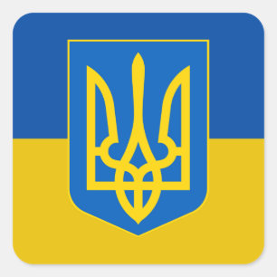 Trident Flag Ukraine Quadratischer Aufkleber