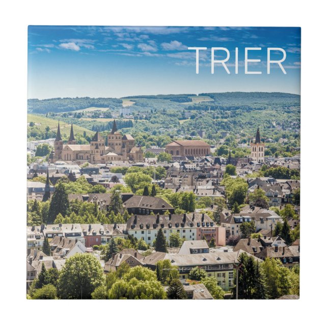 Trier Cityscape Panorama Moselle Deutschland Souve Fliese (Vorderseite)