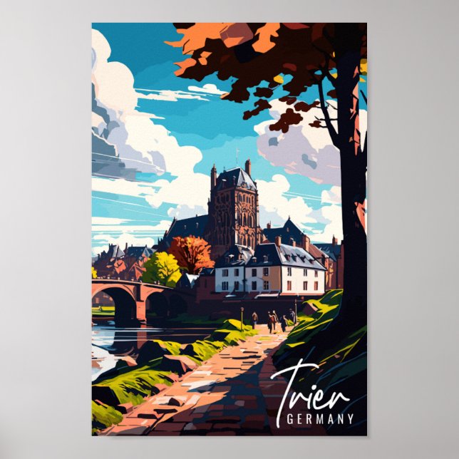 Trier Germany Vintage Reise Illustration Poster (Vorne)