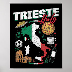 Triest Italien Italia Italienische Flagge Karte So Poster
