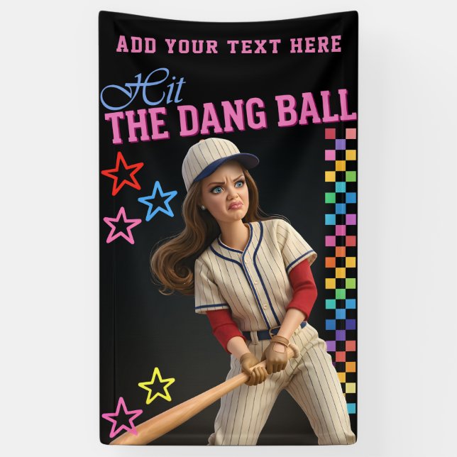 Triff Den Verfluchten Ball Lustige Baseball-Mutter Banner (Vertikal)