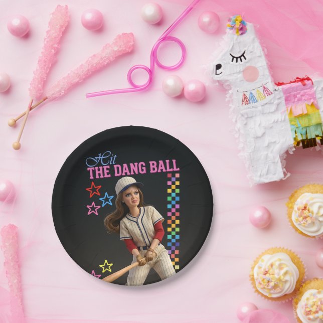 Triff Den Verfluchten Ball Lustige Baseball-Mutter Pappteller (Party)