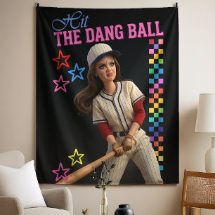 Triff Den Verfluchten Ball Lustige Baseball-Mutter Wandteppich