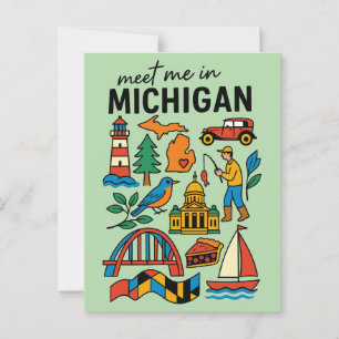 Triff mich im Michigan Leuchtturm Kirschkuchen Ret Postkarte