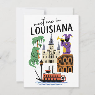 Triff mich in Louisiana Mardi Gras Alligator Jazz Postkarte
