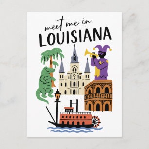 Triff mich in Louisiana Mardi Gras Alligator Jazz Postkarte