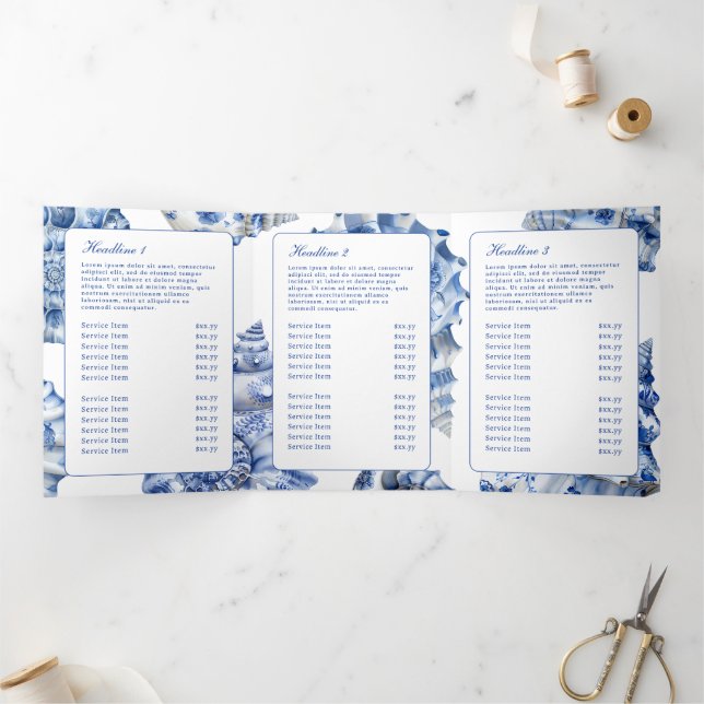 Trifold-Broschüre für Seashell-Logos Dreifach Gefaltete Karte (Innenseite)