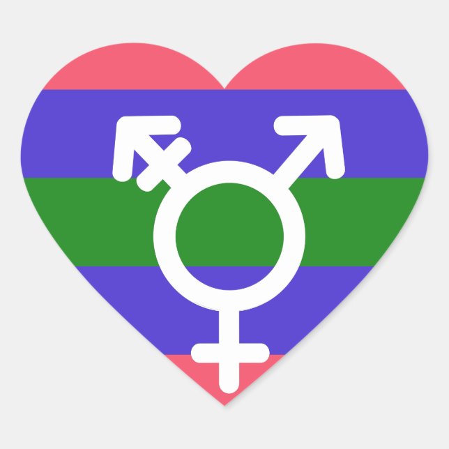 TRIGENDER FLAG UND SYMBOL Herz-Aufkleber (Vorderseite)