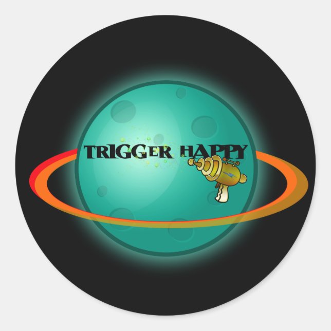 Trigger Happy Runder Aufkleber (Vorderseite)