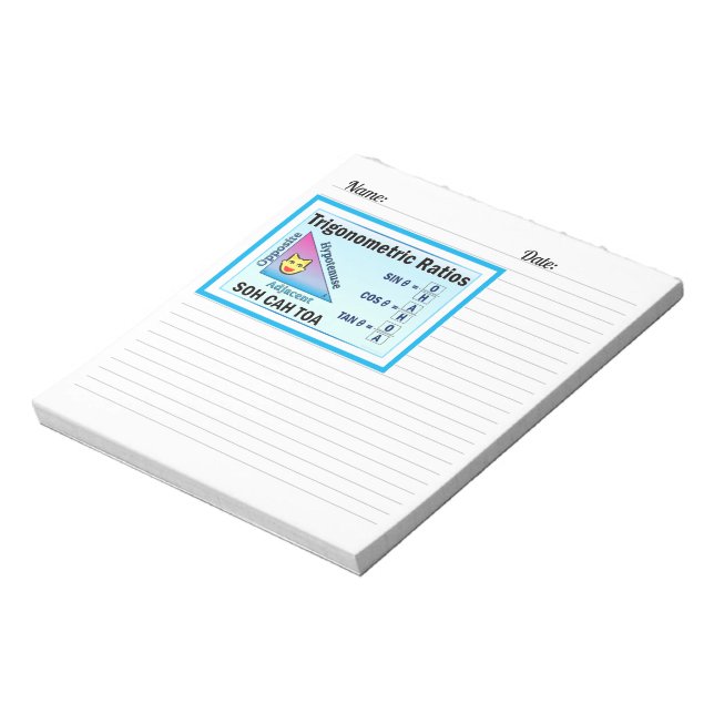 Trigonometrie SOH CAH TOA Blue Notepad Notizblock (Rotiert)