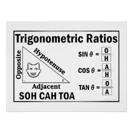 Trigonometrie SOH CAH TOA Klasse Weißes Poster