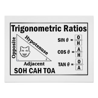 Trigonometrie SOH CAH TOA Klasse Weißes Poster