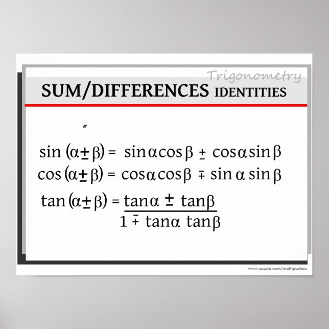 Trigonometrie: Summe/Differenzialkennziffern Poster (Vorne)