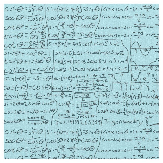 Trigonometry Cheat Sheet, blau Stoff (Nahaufnahme)