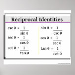 Trigonometry Poster: Reciprocal Identities Poster<br><div class="desc">Trigonometry Poster. Reciprocal Identities For more math posters visit: www.zazzle.</div>