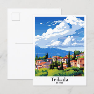 Trikala Griechenland Kunst Vintage Reiseillustrati Postkarte