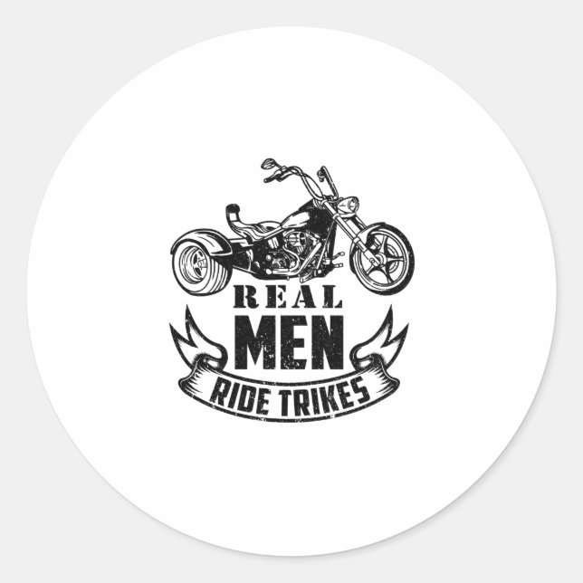 Trike Geschenke für Männer | Triker Trikes Motorra Runder Aufkleber (Vorderseite)
