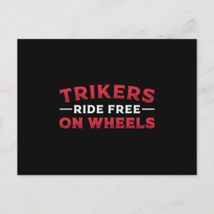Triker fahren kostenlos mit dem Motorrad Trike Postkarte