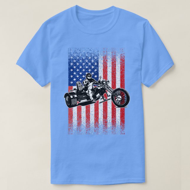 Triker Motorrad Patriotic American Flag Trike Bi T-Shirt (Design vorne)