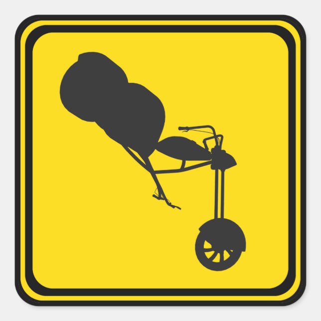 Trikes vorbei! quadratischer aufkleber (Vorderseite)