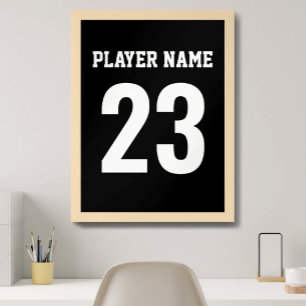 Trikot Name Nummer Monogramm Schwarz Poster