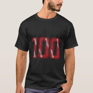 Trikotnummer 100 Baseball im abgenutzten Stil T-Shirt