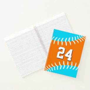 Trikotnummer Baseball Softball irgendeine Teamfarb Notizbuch