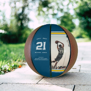 Trikotnummer Blue & Gold Abschluss-Monogramm Basketball