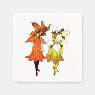 Trillium und Tiger-Lily, Whimsical Blume Buchkunst Serviette