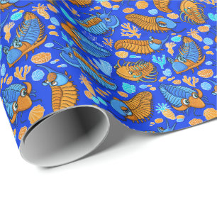 Trilobiten auf dunkelblauem Hintergrund (Kindermus Geschenkpapier