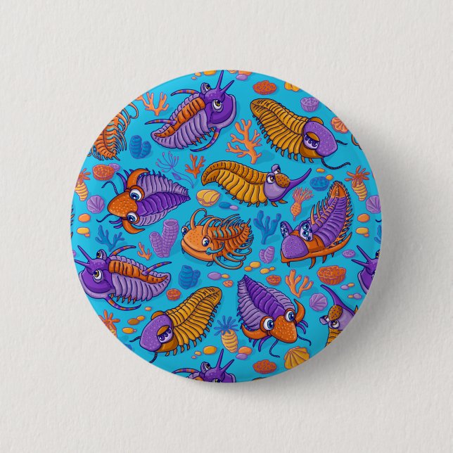 Trilobiten auf hellblauem Hintergrund (Kindermuste Button (Vorderseite)