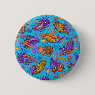 Trilobiten auf hellblauem Hintergrund (Kindermuste Button