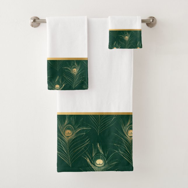 TRIMMED EMERALD GOLD BADEZIMMER TOWEL SET (Insitu)