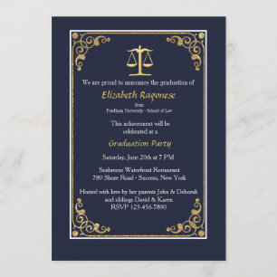 Trimmed in Gold Justice Scale Invitations de gradu