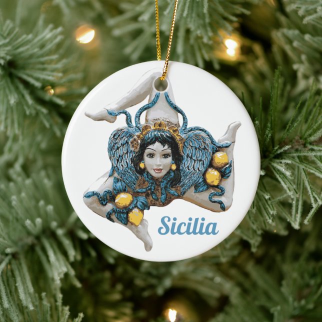Trinacria of Sicily -Sicilian Favor Keramik Ornament (Baum)