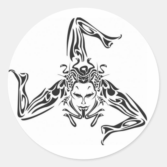 Trinacria schwarz auf weißem Hintergrund Runder Aufkleber (Vorderseite)