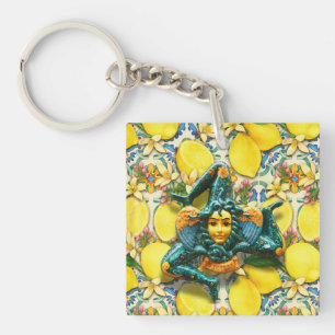 Trinacria Sicily Medusa Italien Pride Lemon Tile Schlüsselanhänger