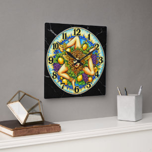Trinacria Sizilien Italien Quadratische Wanduhr