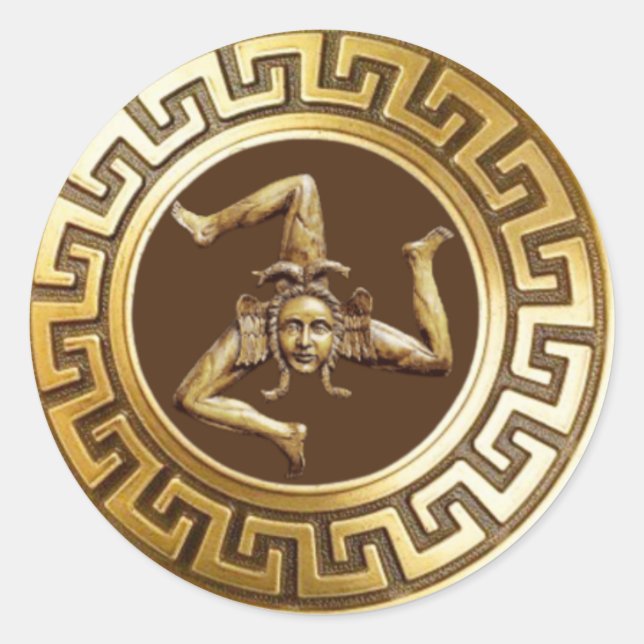 Trinacria von Sizilien (Bronze) Runder Aufkleber (Vorderseite)