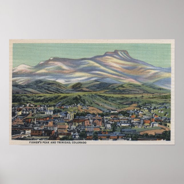 Trinidad, Colorado - Fischerspitze und Stadt Poster (Vorne)
