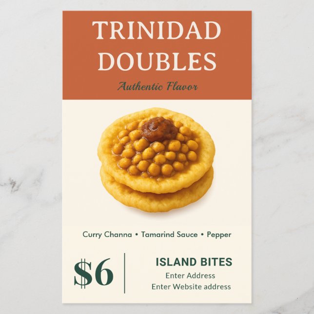 Trinidad Doubles Authentischer Geschmack Kleinunte Flyer (Vorne)