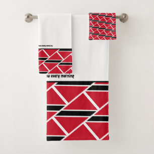 TRINIDAD FLAG Gewohnte Schrift WHITE Trini Badhandtuch Set