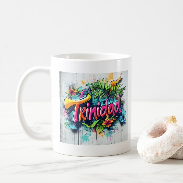 Trinidad Graffiti Vibes: Island Street Art Ed Kaffeetasse (Mit Donut)