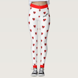 Trinidad Herzflagge mit Ihrem Namen auf WEISS Leggings