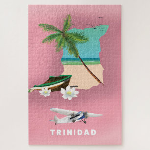 Trinidad-Karte illustrierter Reiseplakat.