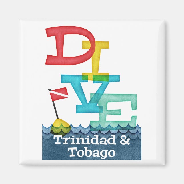 Trinidad & Tobago Dive - farbenfrohe Scuba Magnet (Vorne)